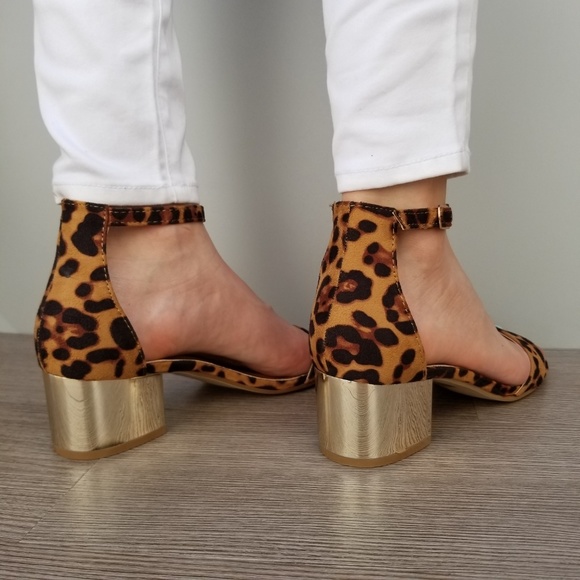 Block Heel Suede Leopard Sandal - Picture 7 of 8